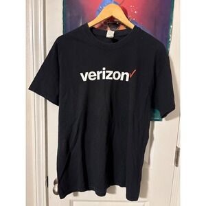 Black Verizon T Shirt Mens Large Logo Slogan We Build It Tee y2k
